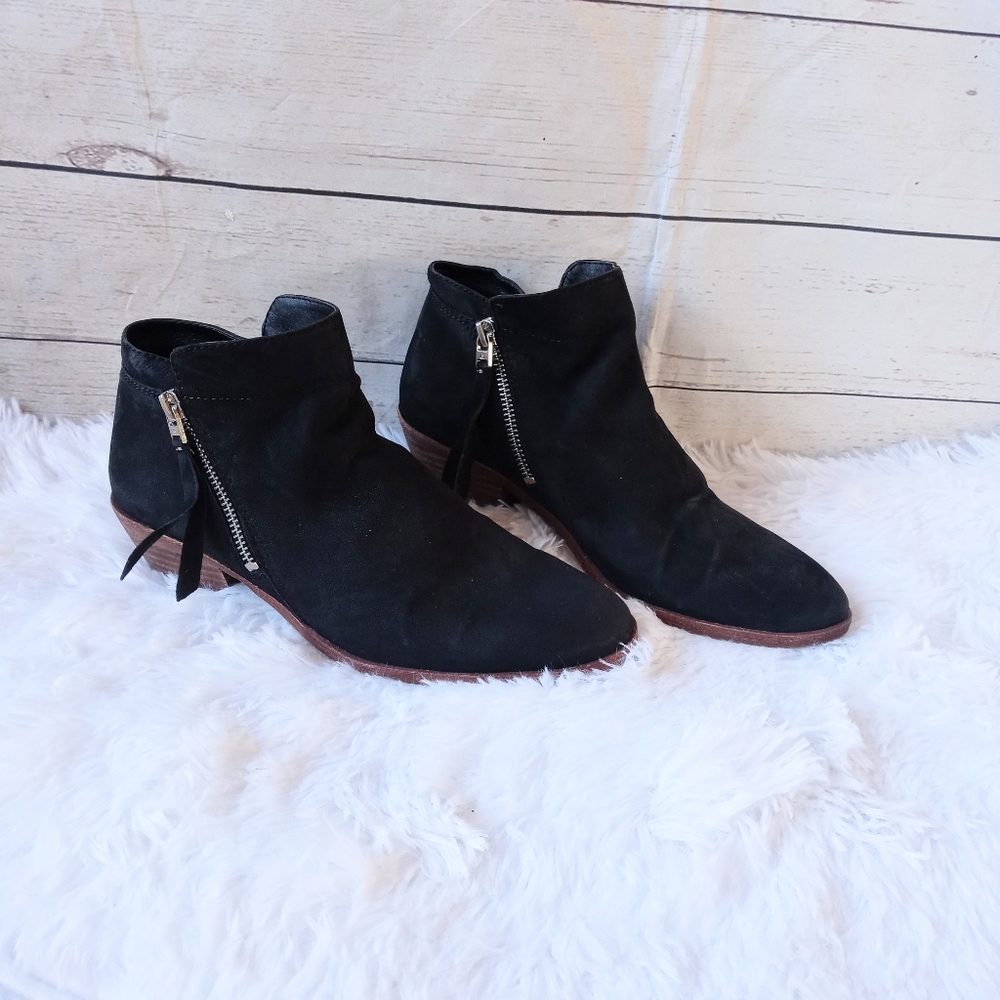 Sam Edelman Ankle Boots Size 7.5 Black Leather Zip Sides Bootie